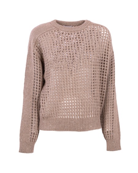 Shop BRUNELLO CUCINELLI  Pullover: Brunello Cucinelli Sparkling Net sweater in wool, cashmere and mohair
Crewneck.
Shoulder down.
Network processing.
Composition: 41% WOOL, 39% CASHMERE, 9% MOHAIR, 8% POLYAMIDE, 3% POLYESTER.
Made in Italy.. MGP557500-CUK59